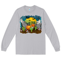 Moon Dust Cemetery with Ghost Cats Long Sleeve Tee - texasbilliewilder
