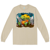 Mushroom Cemetery with Ghost Cats Long Sleeve Tee - texasbilliewilder