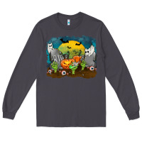 Smoke Cemetery with Ghost Cats Long Sleeve Tee - texasbilliewilder