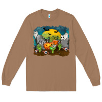 Cemetery With Ghost Cats Long Sleeve Tee | Teevron