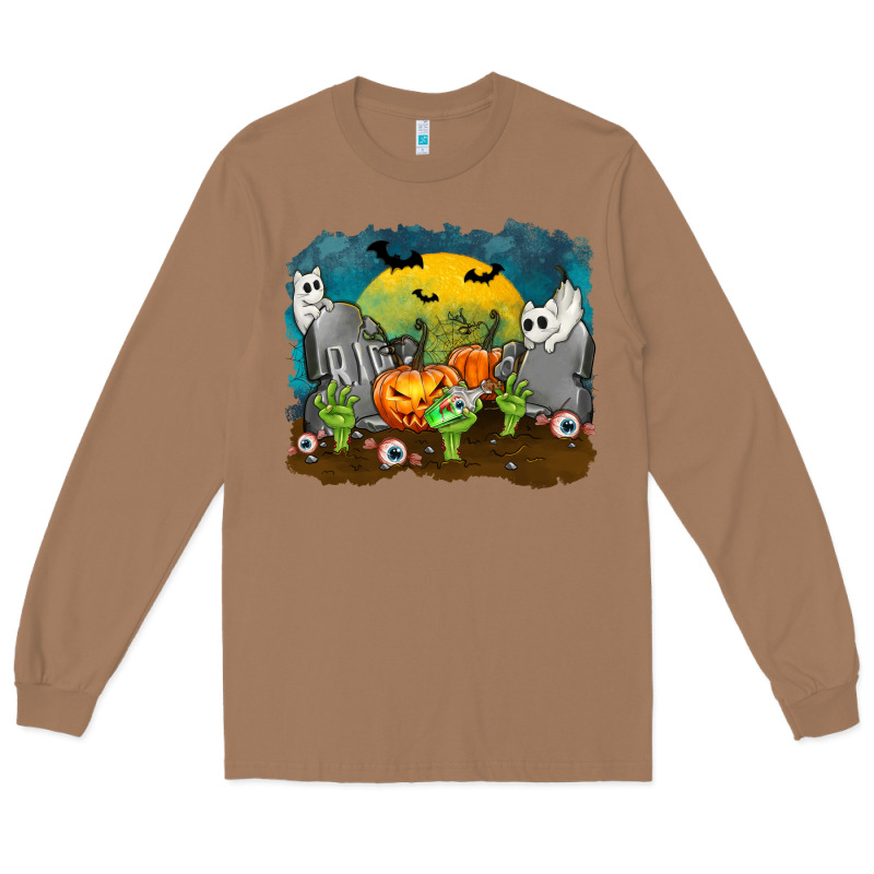 Cemetery With Ghost Cats Long Sleeve Tee by texasbilliewilder | Teevron