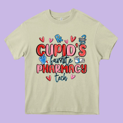 Cupid's Favorite Pharmacy Tech Heavy Core Tee Designed By Maliassmallbusiness
