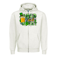 Oatmeal Heather St. Patrick's Bad and boozy Zipper Hoodie - OliviaCreatesArt