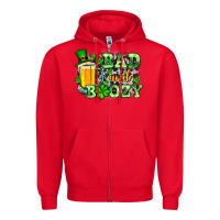 Red St. Patrick's Bad and boozy Zipper Hoodie - OliviaCreatesArt