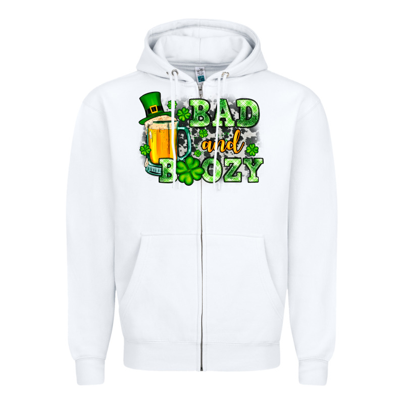 St. Patrick's Bad And Boozy Zipper Hoodie by OliviaCreatesArt | Teevron