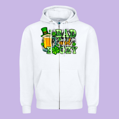 St. Patrick's Bad And Boozy Zipper Hoodie Designed By Oliviacreatesart