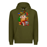 Army Green Mexican Frappe With Cactus Sombrero And Maracas Premium Hoodie - FaDigitalArtStudio