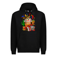 Black Mexican Frappe With Cactus Sombrero And Maracas Premium Hoodie - FaDigitalArtStudio