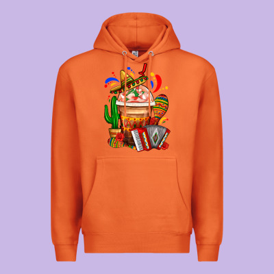 Mexican Frappe With Cactus Sombrero And Maracas Premium Hoodie Designed By Fadigitalartstudio