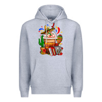 Heather Grey Mexican Frappe With Cactus Sombrero And Maracas Premium Hoodie - FaDigitalArtStudio