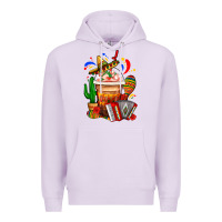 Lilac Mexican Frappe With Cactus Sombrero And Maracas Premium Hoodie - FaDigitalArtStudio