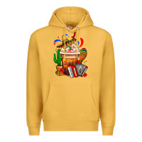 Mustard Mexican Frappe With Cactus Sombrero And Maracas Premium Hoodie - FaDigitalArtStudio