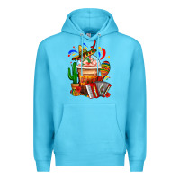 Ocean Blue Mexican Frappe With Cactus Sombrero And Maracas Premium Hoodie - FaDigitalArtStudio