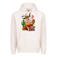 Pale Pink Mexican Frappe With Cactus Sombrero And Maracas Premium Hoodie - FaDigitalArtStudio