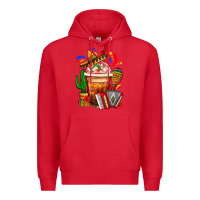 Red Mexican Frappe With Cactus Sombrero And Maracas Premium Hoodie - FaDigitalArtStudio