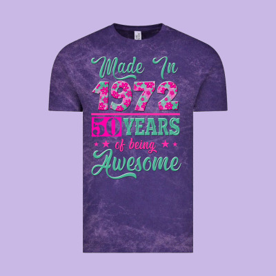 Made In 1972, 50 Years Of Being Awesome Vintage Tee Designed By Jasminsmagicworld