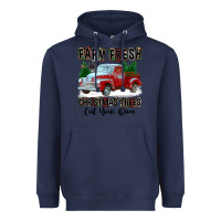 Navy Farm Fresh Christmas Trees Cut Your Own Heavyweight Hoodie - FaDigitalArtStudio