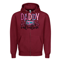 Burgundy daddy is my valentine Zipper Hoodie - OliviaCreatesArt