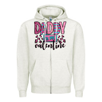 Oatmeal Heather daddy is my valentine Zipper Hoodie - OliviaCreatesArt