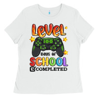 White level 100 days of school completed Ladies Tee - MaliasSmallBusiness