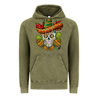 Vintage Olive sombrero skull Vintage Hoodie - BarkalooDesign