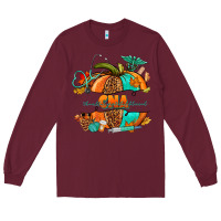 Burgundy cna pumpkin nurse Long Sleeve Tee - NancyCooperArtShop