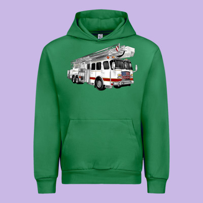 White Fire Truck Urban Hoodie Designed By Artiststas