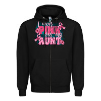Black i wear pink for my aunt Zipper Hoodie - FaDigitalArtStudio