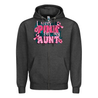 Charcoal Heather i wear pink for my aunt Zipper Hoodie - FaDigitalArtStudio