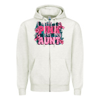 Oatmeal Heather i wear pink for my aunt Zipper Hoodie - FaDigitalArtStudio