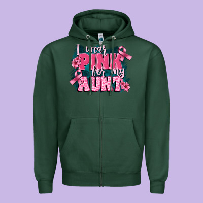 I Wear Pink For My Aunt Zipper Hoodie Designed By Fadigitalartstudio