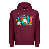 Burgundy Dentist Coffee Premium Hoodie - FaDigitalArtStudio