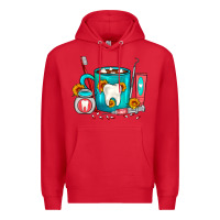 Red Dentist Coffee Premium Hoodie - FaDigitalArtStudio