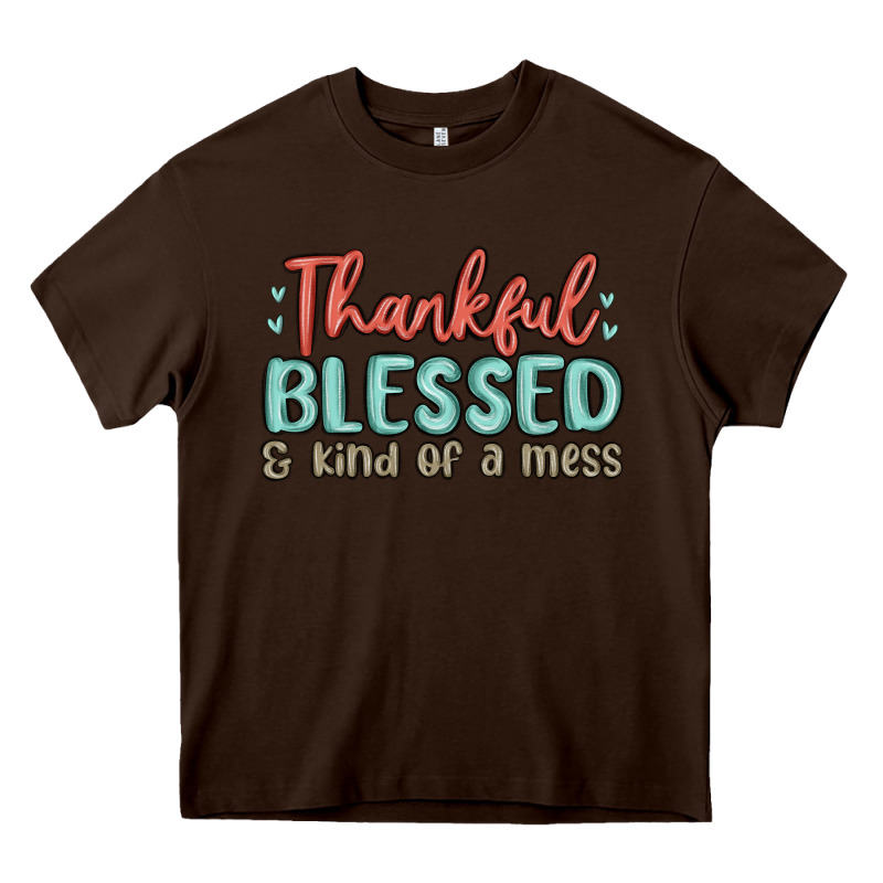 Thankful Blessed And Kind Of A Mess Heavy Core Tee by MaliasSmallBusiness | Teevron