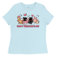 Baby Blue happy valentines day cats Ladies Tee - MaliasSmallBusiness
