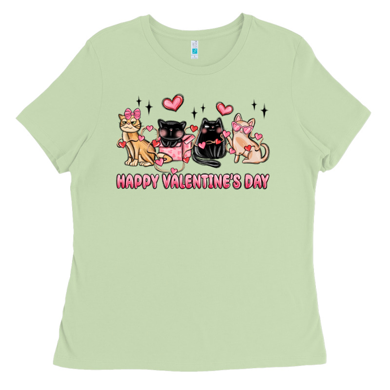 Happy Valentines Day Cats Ladies Tee by MaliasSmallBusiness | Teevron
