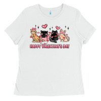 White happy valentines day cats Ladies Tee - MaliasSmallBusiness