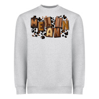 Heather Grey melanin with leopard Heavyweight Sweatshirt - CowGirlArtShop