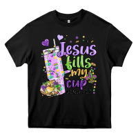 Black mardi gras jesus fills my cup Heavy Core Tee - MaliasSmallBusiness
