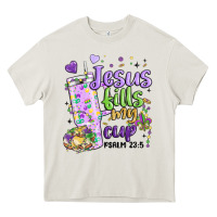 Cream mardi gras jesus fills my cup Heavy Core Tee - MaliasSmallBusiness