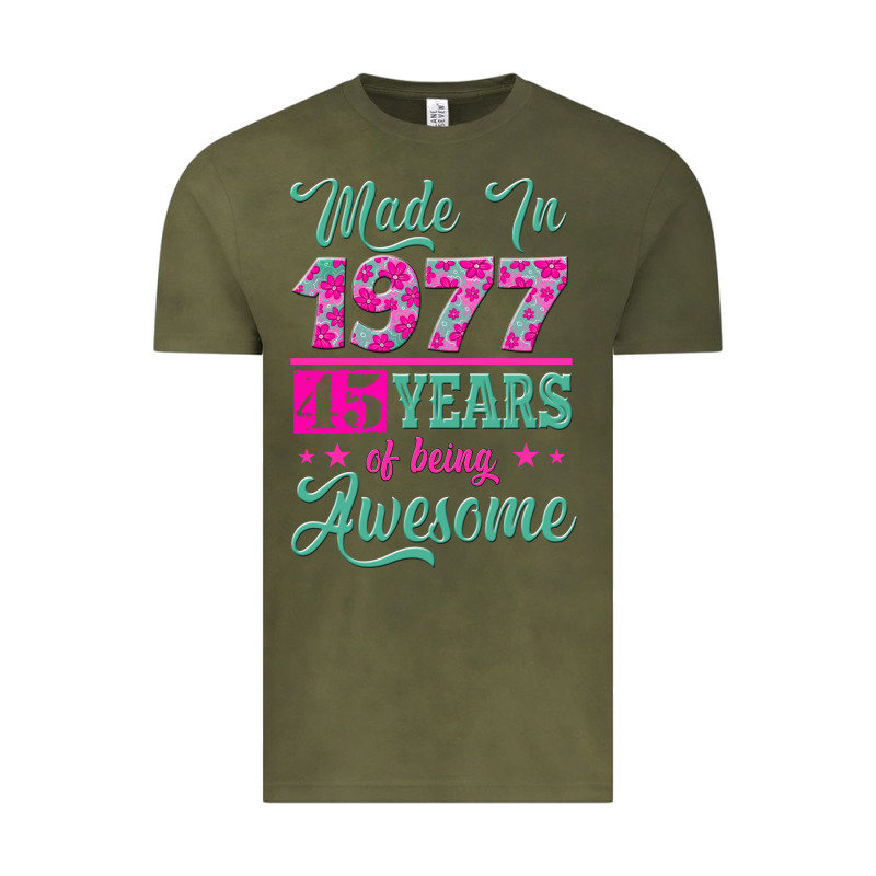 Made In 1977, 45 Years Of Being Awesome Vintage Tee by Jasminsmagicworld | Teevron