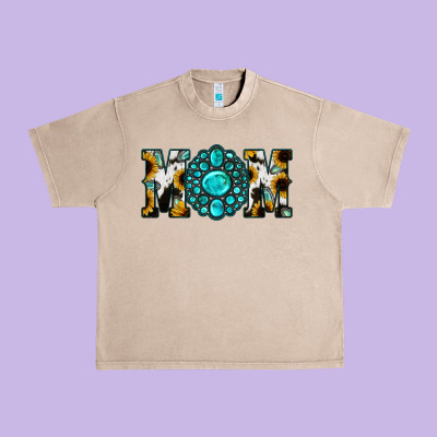 Sunflower Turquoise Gemstone Cowhide Mom Urban Heavy Tee Designed By Bettercallsaul