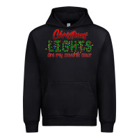 Black festive christmas lights text art Urban Hoodie - CowhideDigitalArt