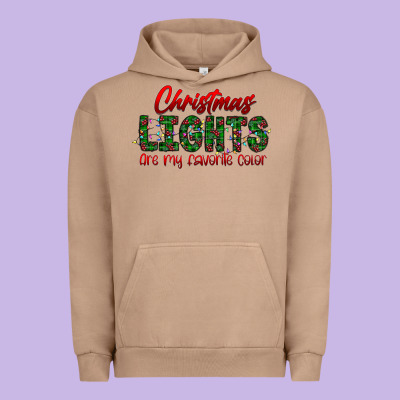 Festive Christmas Lights Text Art Urban Hoodie Designed By Cowhidedigitalart