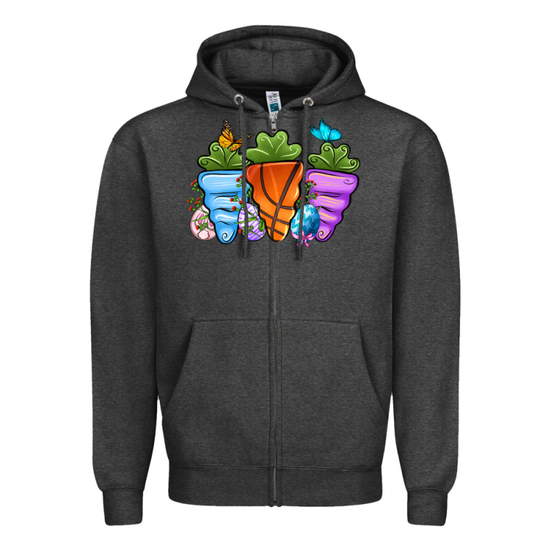 Basketball Easter Sports Carrots Zipper Hoodie by OliviaCreatesArt | Teevron