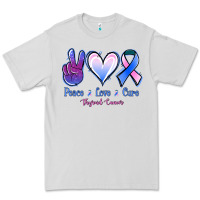Dove Grey Peace love cure Thyroid Cancer Premium Tee - NancyCooperArtShop