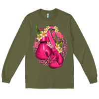 Army Green cancer boxing gloves with ribbon Long Sleeve Tee - NancyCooperArtShop