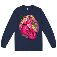 Navy cancer boxing gloves with ribbon Long Sleeve Tee - NancyCooperArtShop