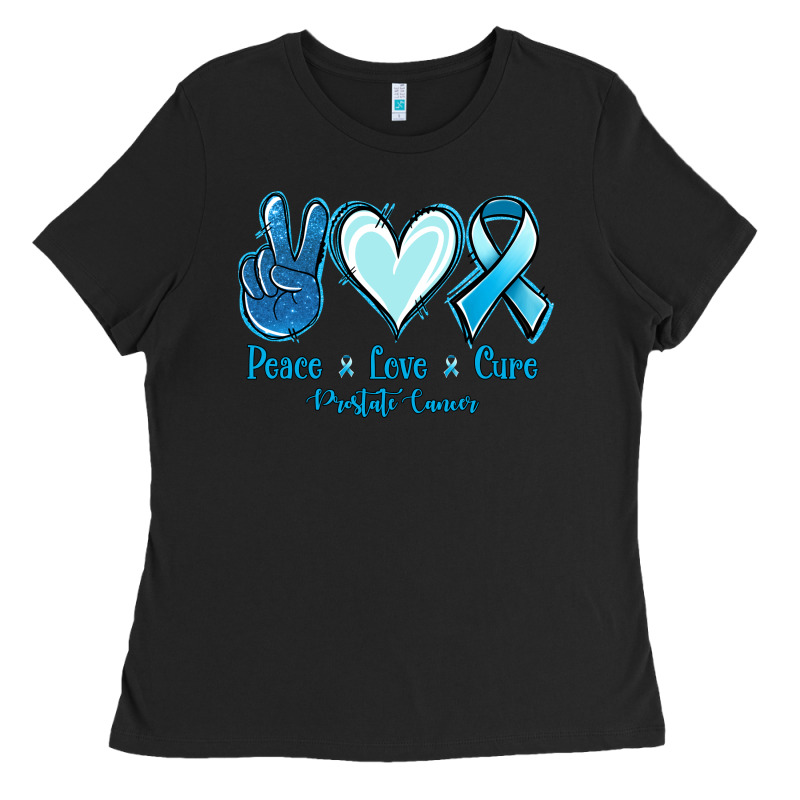 Peace Love Cure Prostate Cancer Ladies Tee by Jasminsmagicworld | Teevron