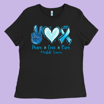 Peace Love Cure Prostate Cancer Ladies Tee Designed By Jasminsmagicworld